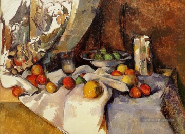 Nature morte impressionnisme œuvres - Nature morte Post bouteille coupe et fruits Paul Cézanne